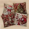 Santa Claus Decorative Cushion Cover Reindeer Throw Pillow Cover  Sofa Decoration