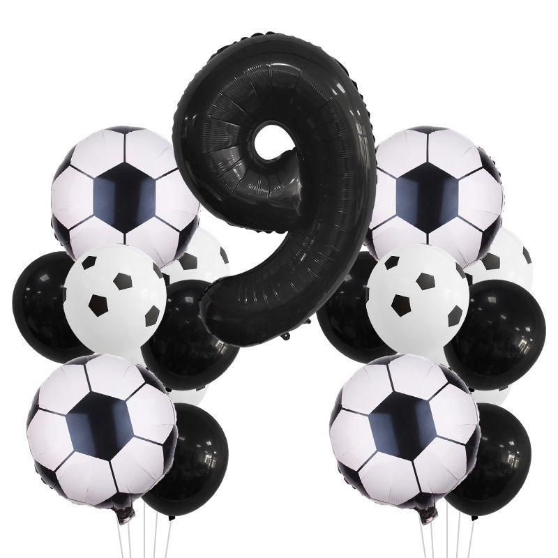Football-themed Football Balloons - Set for Birthday Party Decoration Scene - Aluminum Film Balloon Set