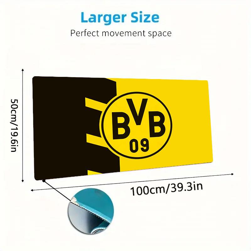 Podkładka pod mysz Borussia Dortmund, Duża mata na biurko do gier, Antypoślizgowa podkładka pod mysz XXL na laptopa i tablet, Mata do gry na mini PC ze zszywanymi krawędziami