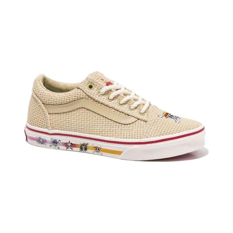 Vans One Piece X  Old Skool Series Comfortable Versatile Low Top Canvas Shoes Kids Sneakers Light-Brown VN0005WVBMB