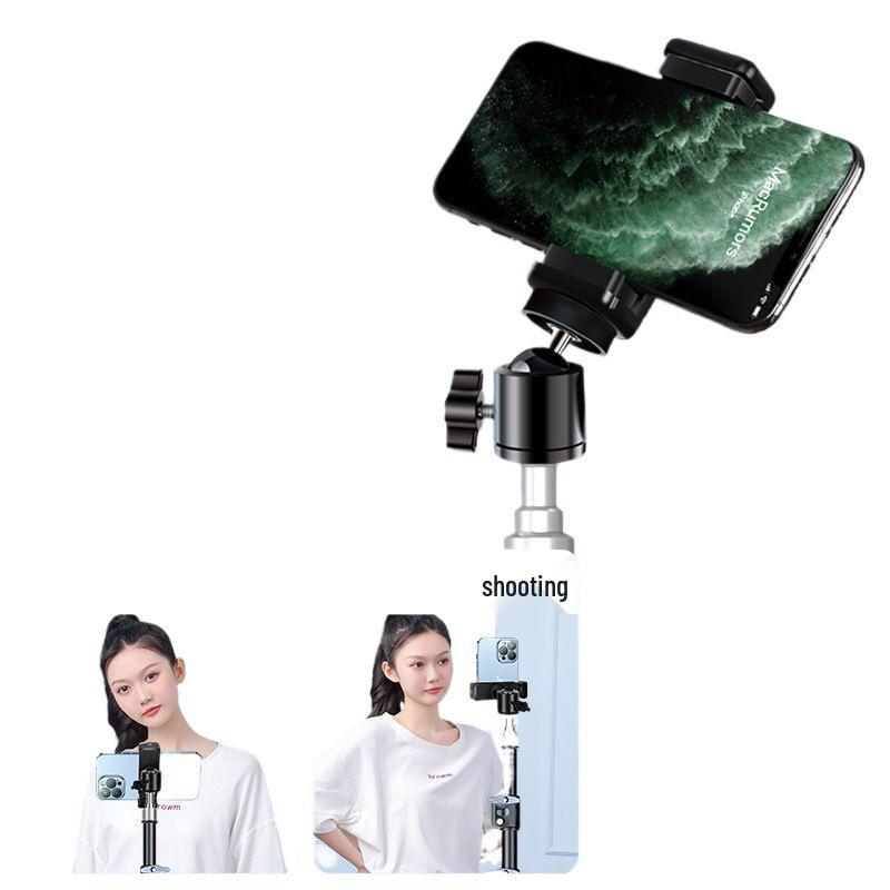 Dual Mobile Phone Outdoor Live Streaming Stand with Multi-Angle Capability, Fill Light, and Tripod.