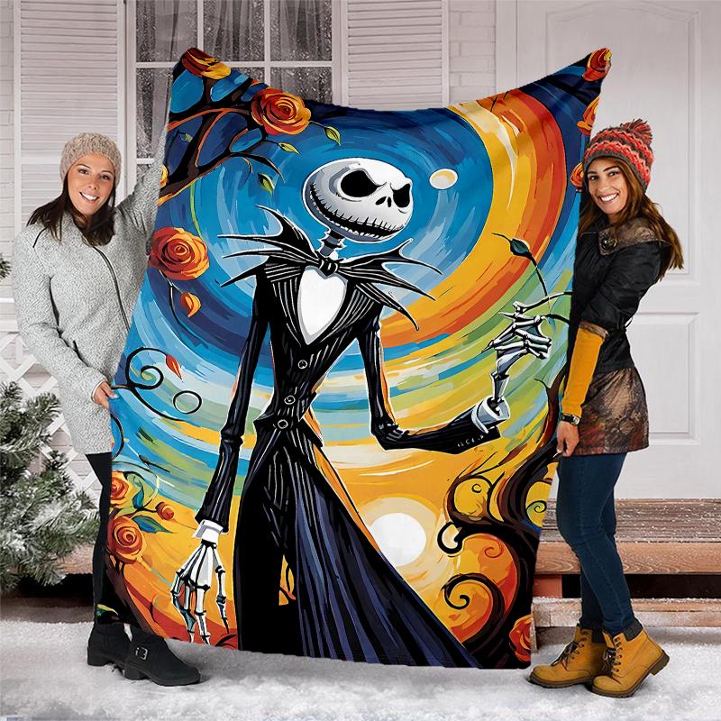 The Nightmare Before Christmas Theme Printed Blanket - Perfect for Couch, Bed, Travel & Outdoor Use | Machine Washable, Cozy & Durable.