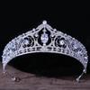 DIEZI Korean Luxury White Crystal Crown Hair Accessories Tiara Women Wedding Rhinestone Bridal Silver Color Crown Hair Jewelry