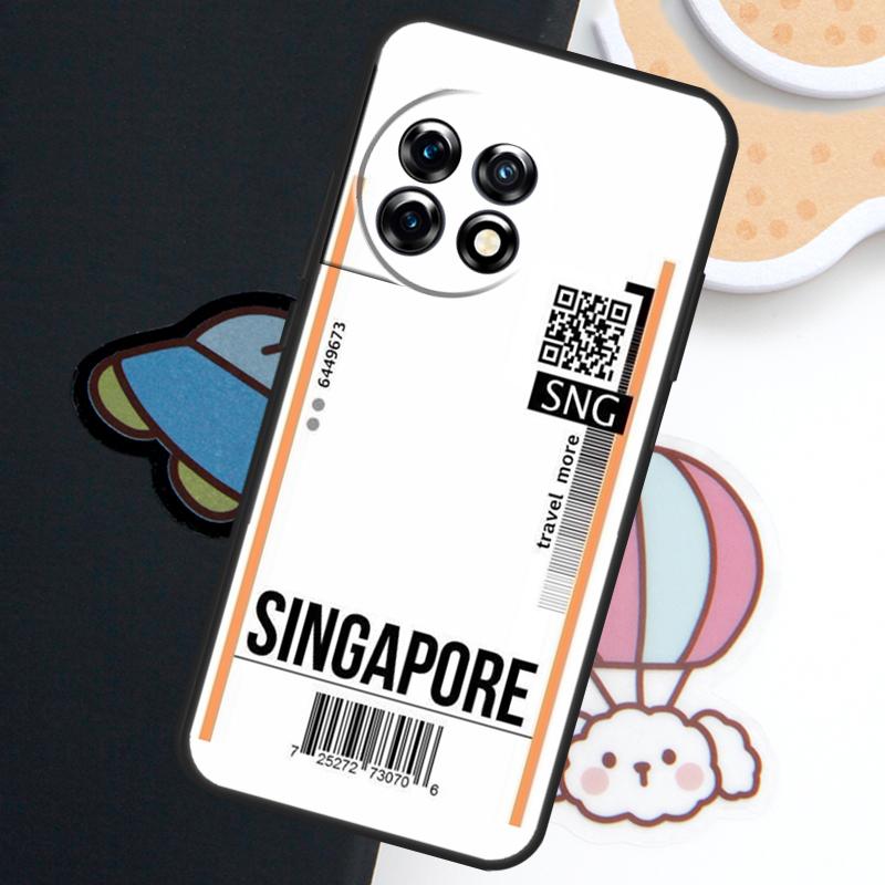Fly Ticket Air Tickets Travel Label Case For OnePlus Nord N30 N20 CE 5 3 4 Lite OnePlus 15 13 12 11 9 8 10 Pro 10T 13R 15R Cover