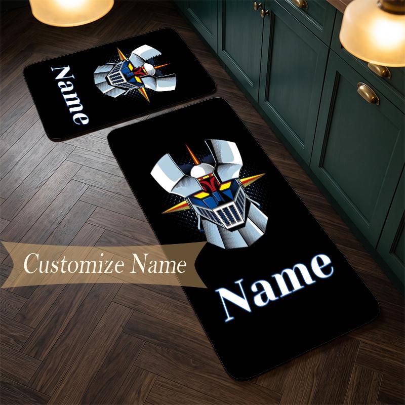 Mazinger (1) Customize Name Flannel Kitchen Mat Soft Non-Slip Kitchen Floor Runner Rug for Home Kitchen Decor