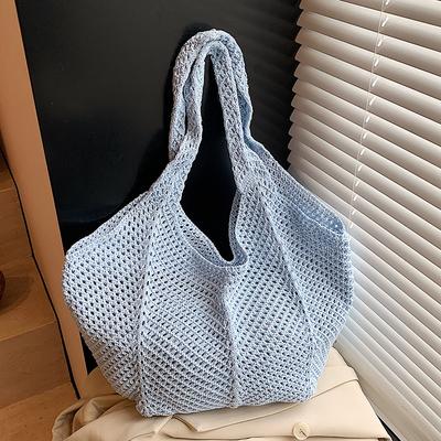 2025 New Niche Design Literary Lazy Wind Hollow Knitted Tote Bag Large Capacity Casual Versatile Shoulder Bag