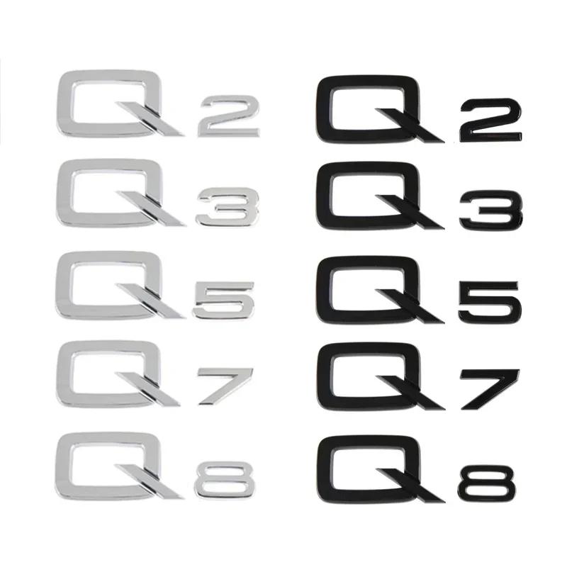 For Audi RS3 3D Chrome-Plated Black ABS Logo Decoration for Audi A1 A3 A4 LAA5 AA7 A8 Q2 Q3 Q5 Q7 Q8 TDI TFSI Rear Sticker