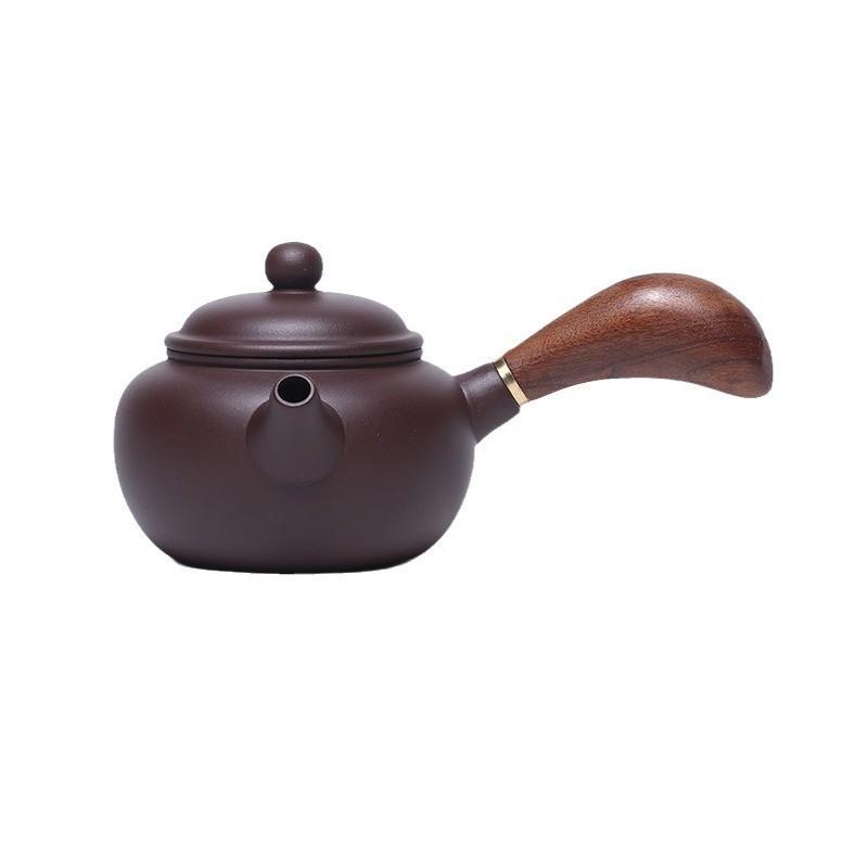 Handmade Yixing Purple Clay Teapot Set - Antique-Style Tangyu Side Handle