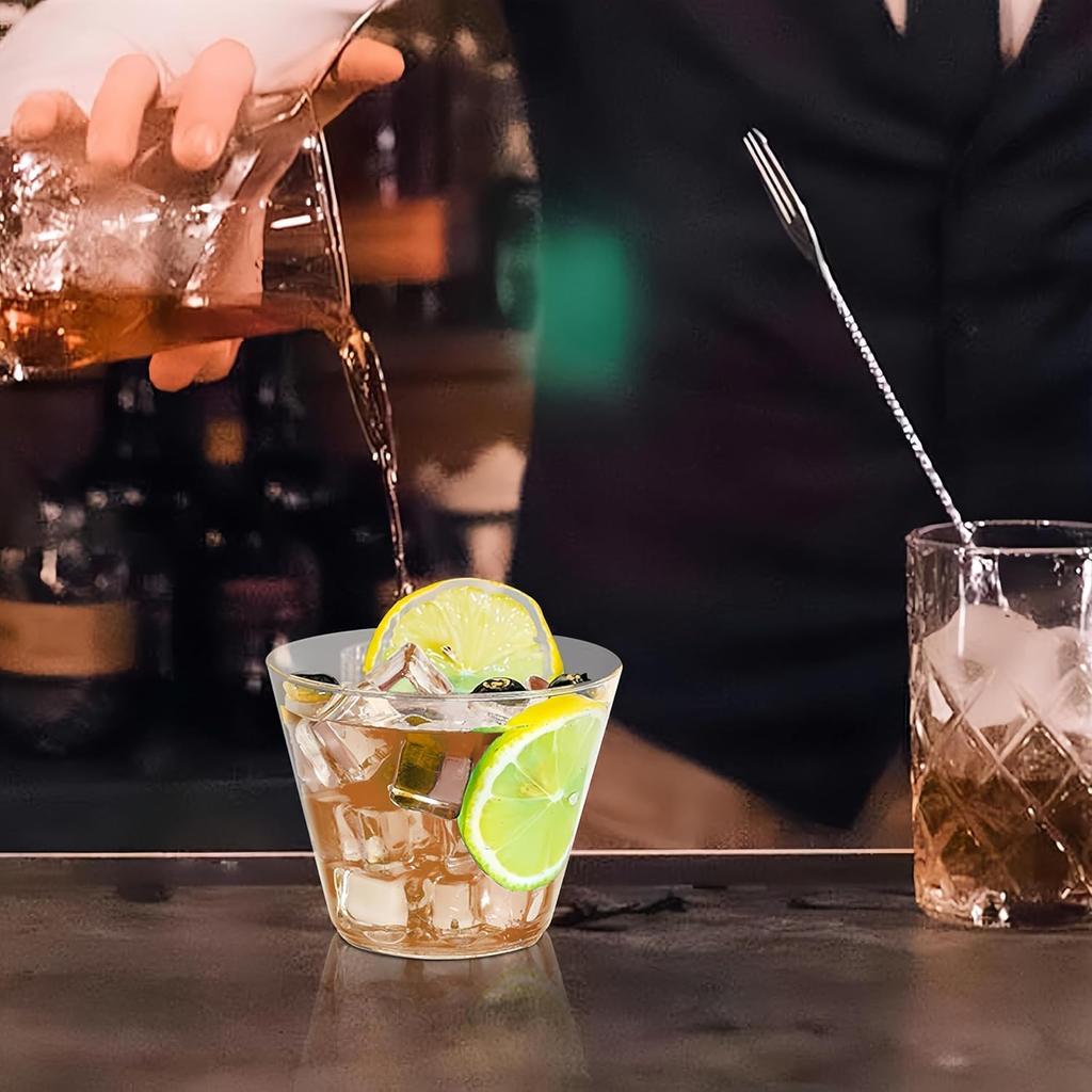 100 Pack 9 oz Clear Plastic Cups, Plastic Wine Cups for Cocktail Party, Polystyrene Hard Cup with Higher Heat Resistance(9oz 100count)