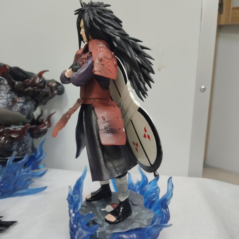 25cm Anime Naruto GK Figures Uchiha Madara Door God Ban Figurine With Luminous Base Statue Models Collection Children Toys Perfect Gifts