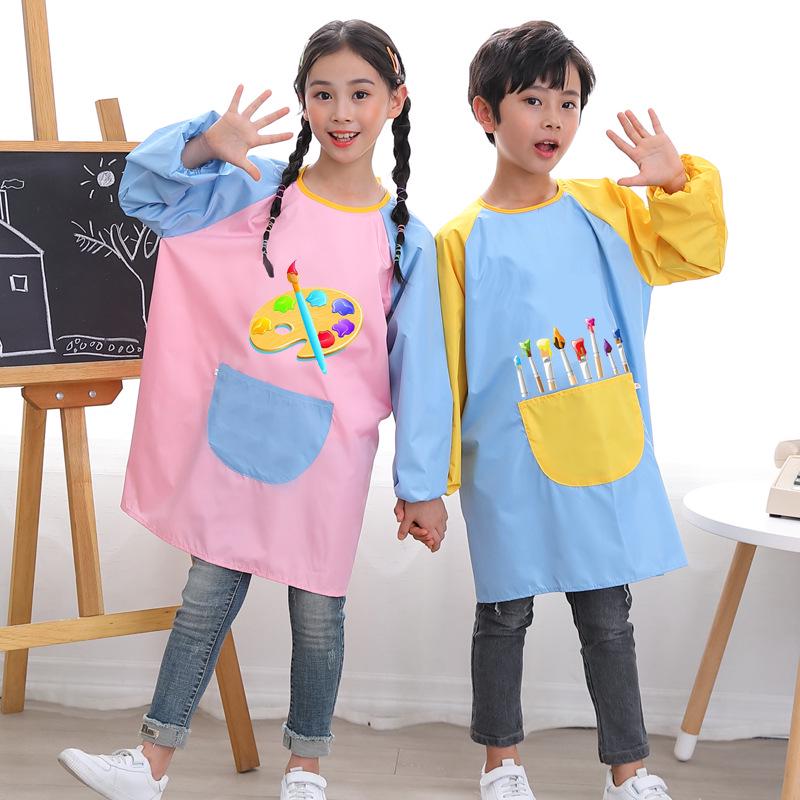 Kids' Waterproof Painting Smock with Long Sleeves and Custom Logo