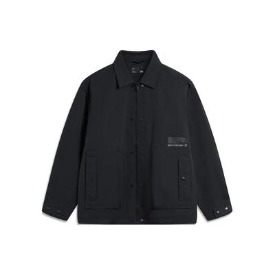 Li Ning CF Outdoor Water-Resistant Solid Color Casual Sports Zip-Up Long Sleeve Jacket Men Jackets Black AJDU247-3