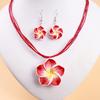 2Pcs/Set Lightweight Floral Jewelry Set, Polymer Clay Realistic Flower Charm Necklace, Hawaiian Style Drop Earrings for Daily Wear