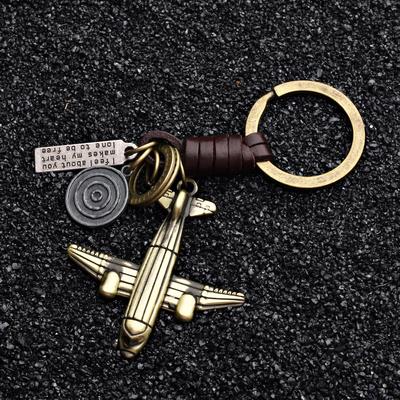 Fashion Alloy Leather Accessories Key Chain Airplane Key Pendant Key Ring