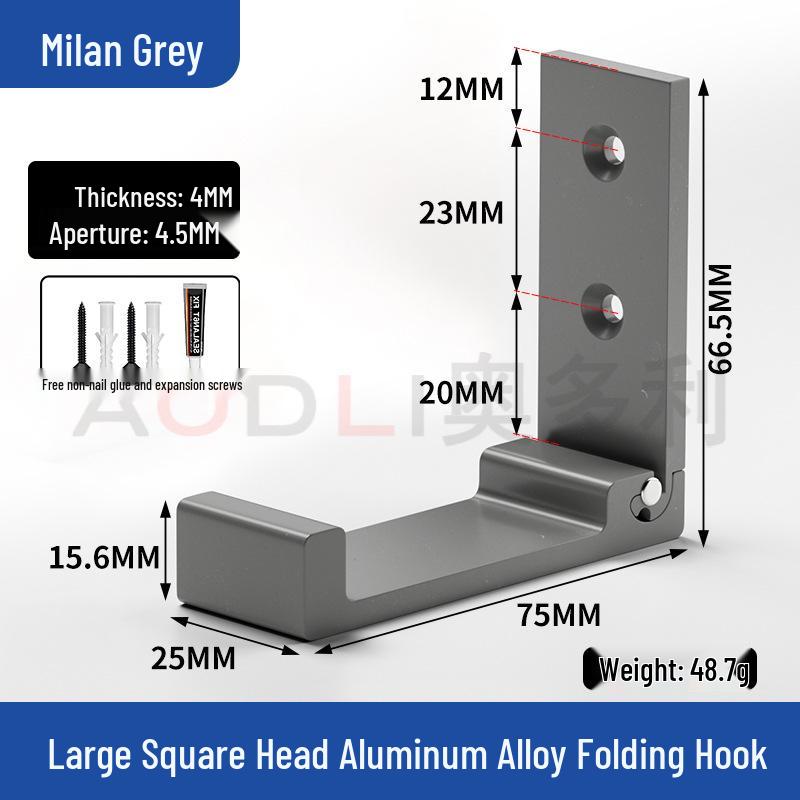 Schwarzer Wandmontierter Klappmantelhaken aus Aluminiumlegierung - Stanzfrei, Solider Einzelhaken