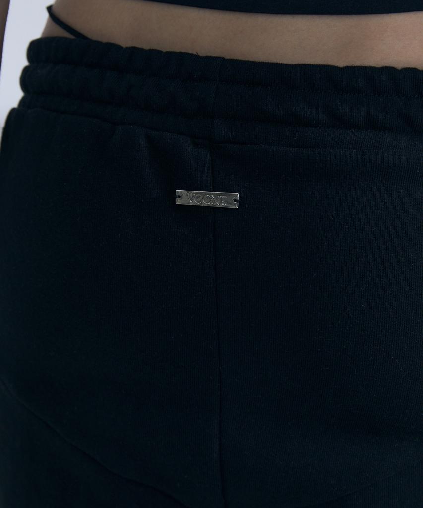Bunteu Low-Rise String Bootcut Pants (Black)