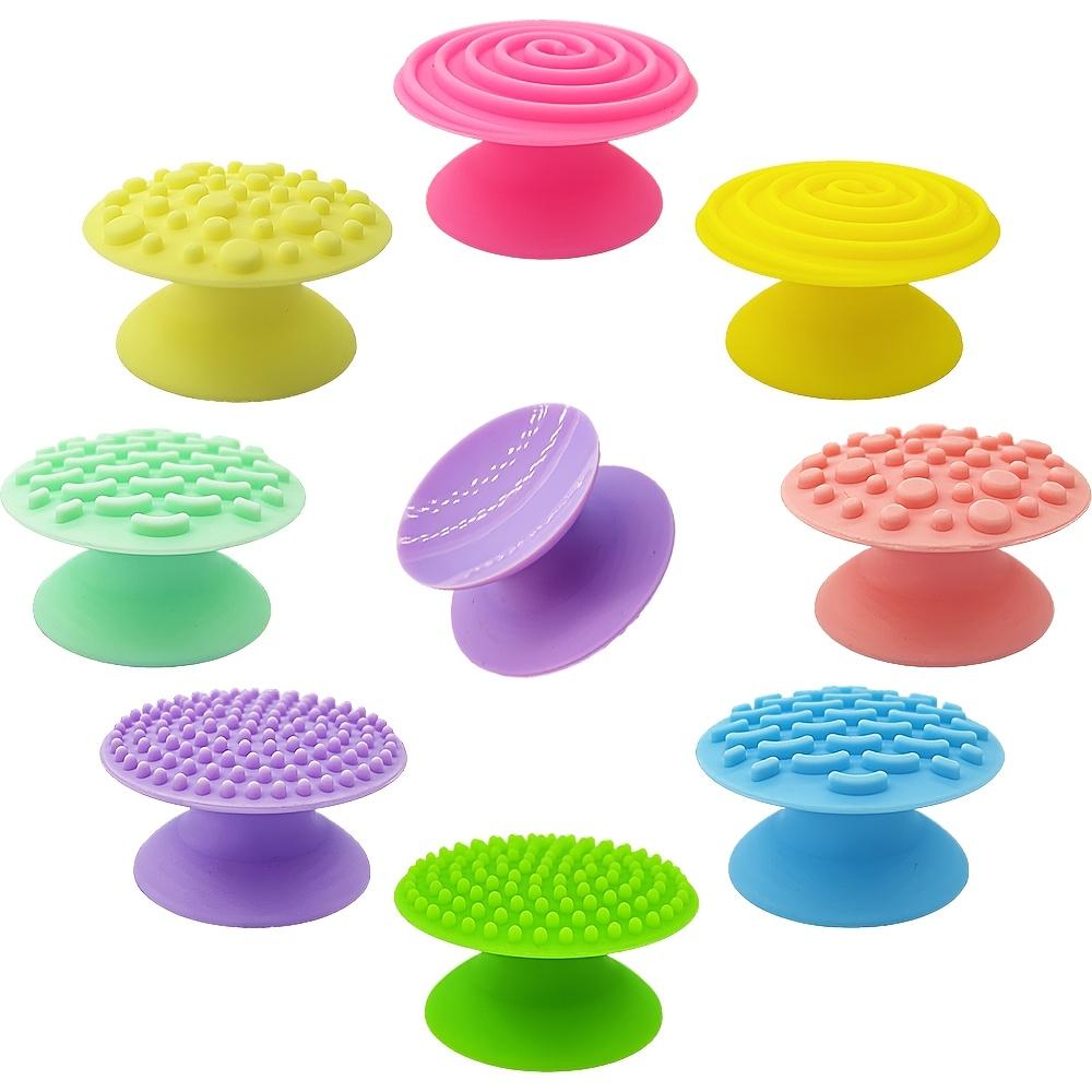 8pcs Silicone Touch Sensory Stone Toy Suction Cup Phone Stone Holder Stress Relief Squeeze Toy