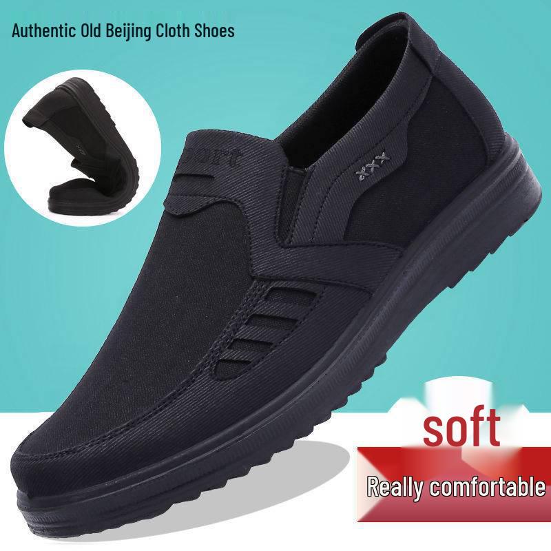 Men's Breathable Old Beijing Cloth Shoes - Soft Sole, Anti-Slip, Casual, Plus Size - For Spring & Autumn
