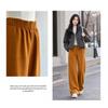 Womens Winter Warm Wide Leg Pants High Waist Thick Pleated Trousers Casual Loose Fit Elastic