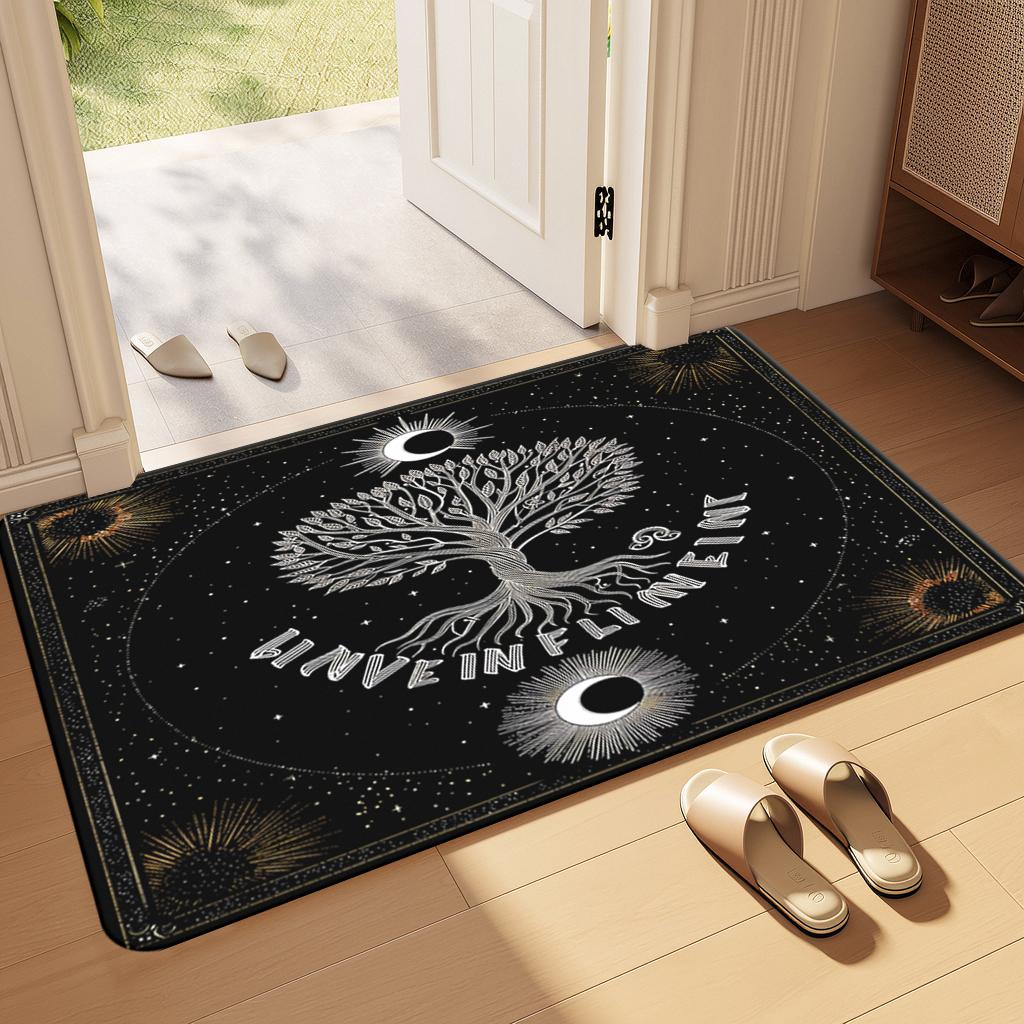 Black Bohemian Sun Moon Rug for Living Room Bedroom Soft Rug Non Slip Home Balcony Entrance Decorative Doormat