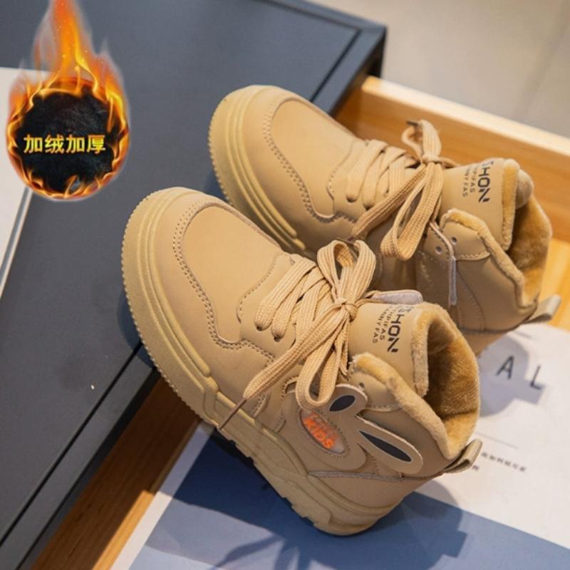 

Anti slip girls cotton boots fashion girls shoes soft soled boys shoe retro child shoes simple kids cotton boots 26insole17cm светло-коричневого