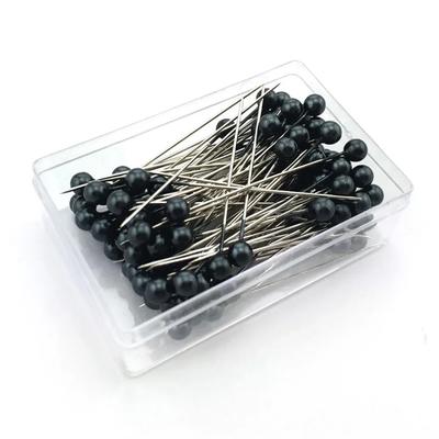 100pcs Colorful Round Pearl Head Dressmaking Pins Needles Stitch DIY Craft Wedding Corsage Sewing Positioning Box Sewing Tools