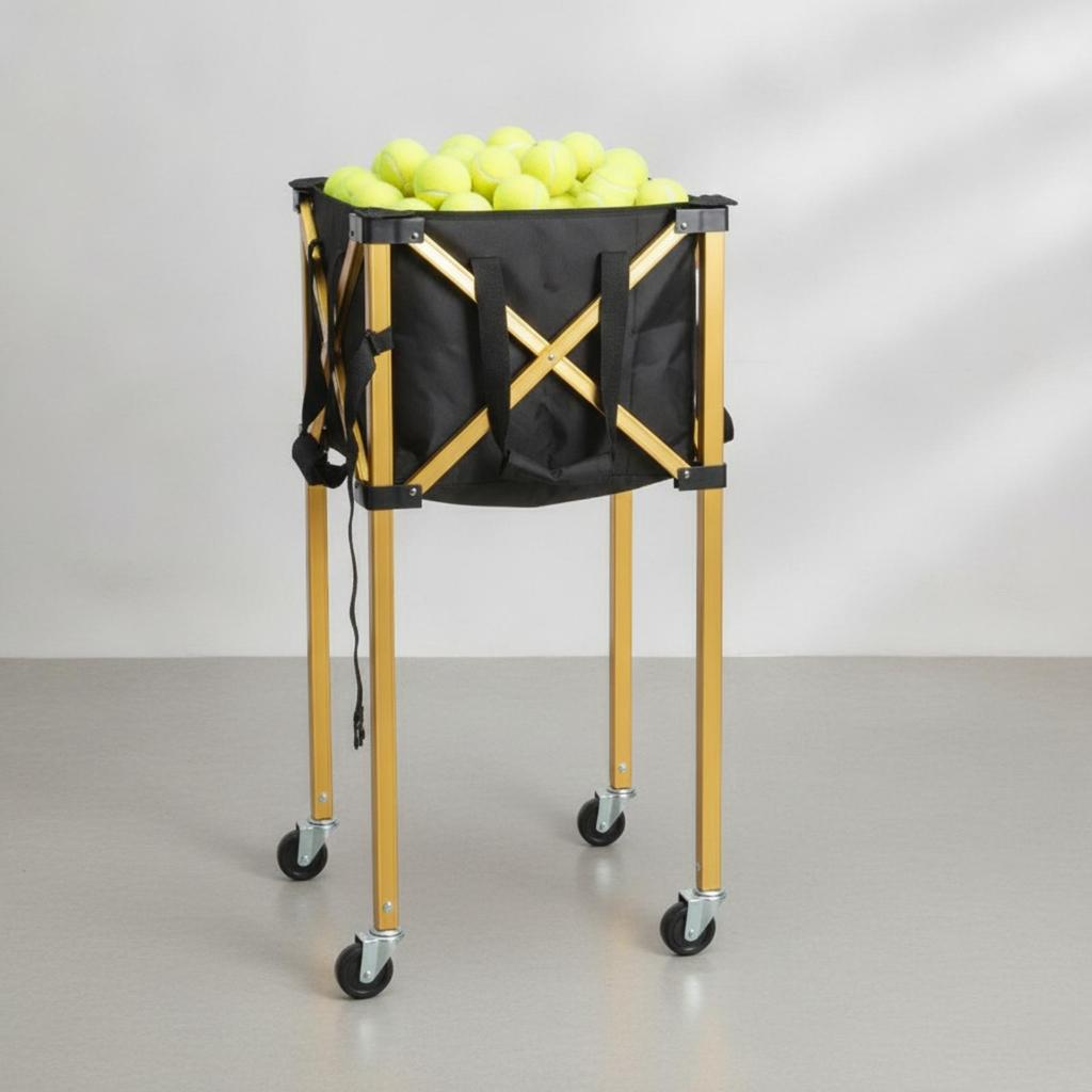 Ball Basket Waterproof Foldable Tennis Cart with Wheels Space-Saving