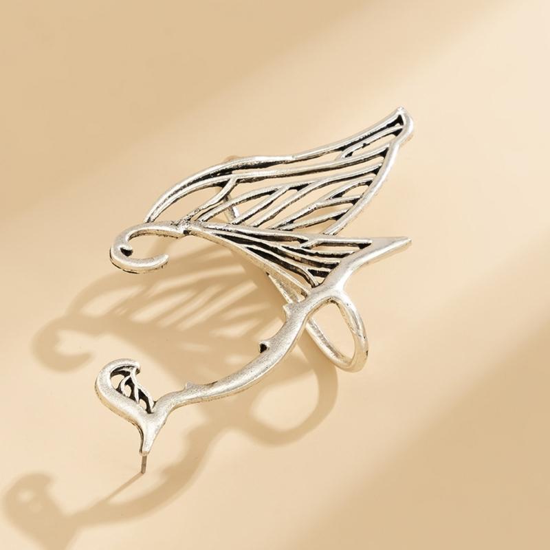 Vintage Kristal Elf Kulağı Manşetleri Küpe Takı Oyuk Metal Yaprak Deliksiz Sallantılar Klipsli Küpeler Kadınlar İçin