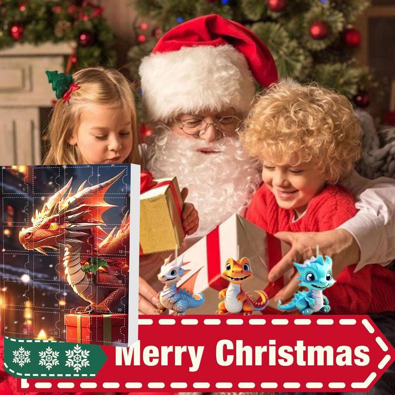 Dragon Christmas Advent Calendar 24 Days Of Vacation Advent Calendar Pendant 2D Advent Calendars Dinosaur Pendant Christmas gift