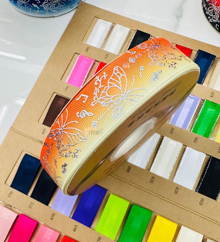 Ruban papillon argenté de 2,5 cm imprimé laser pour décoration de Noël DIY