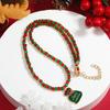 Clavicle Chain Christmas Necklace Santa Cartoon Pendant Choker Rice Beaded Chain  Decoration