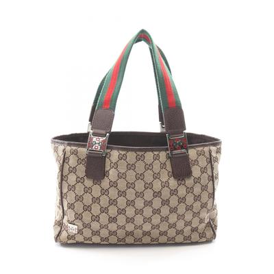 Used GG Canvas Horsebit Sherry Line Handbag 145810 Canvas Leather Beige Brown Multicolor Used Women