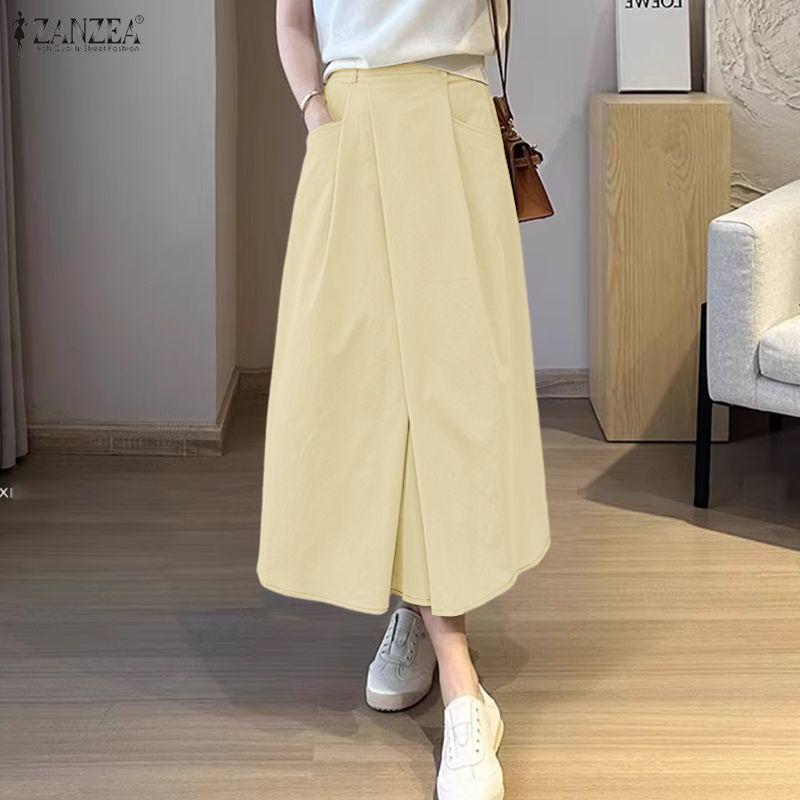 ZANZEA Lässige, lockere Röcke mit elastischer Taille und einfarbigen Details für Damen