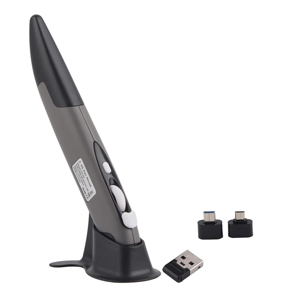 Wireless Air Mouse, 2.4Ghz Wireless Optical Pen Air Mouse, Adjustable 5001000Dpi, for Computers and Laptops, Blue (Gray)