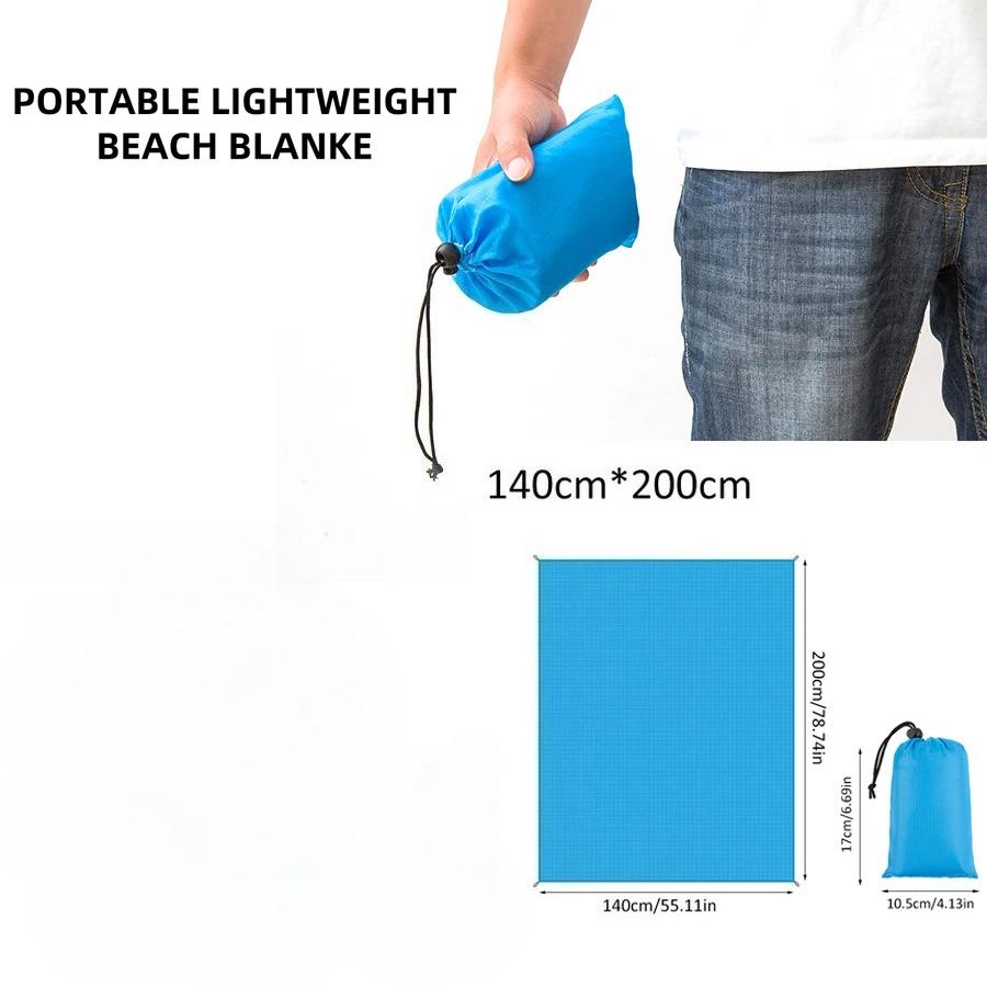 1.4*2M Waterproof Pocket Beach Blanket Folding Camping Mat Mattress Portable Lightweight Outdoor Picnic Mat Sand Beach Sunbathin