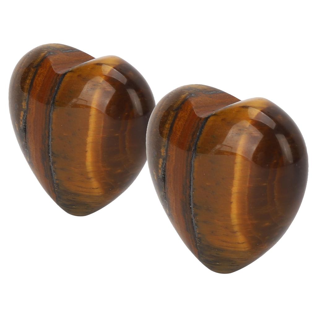 2pcs Tigerite Stone Heart Shape Shiny Gloss Exquisite Smooth Decorative Stone for Rockery Flower Pots Fish Tank 3cm