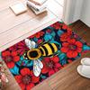 Bees and Flowers Printing Non-Slip Small Rug Waterproof Easy Clean Floor Mat for Indoor Outdoor Use Durable Home Decor Fashion