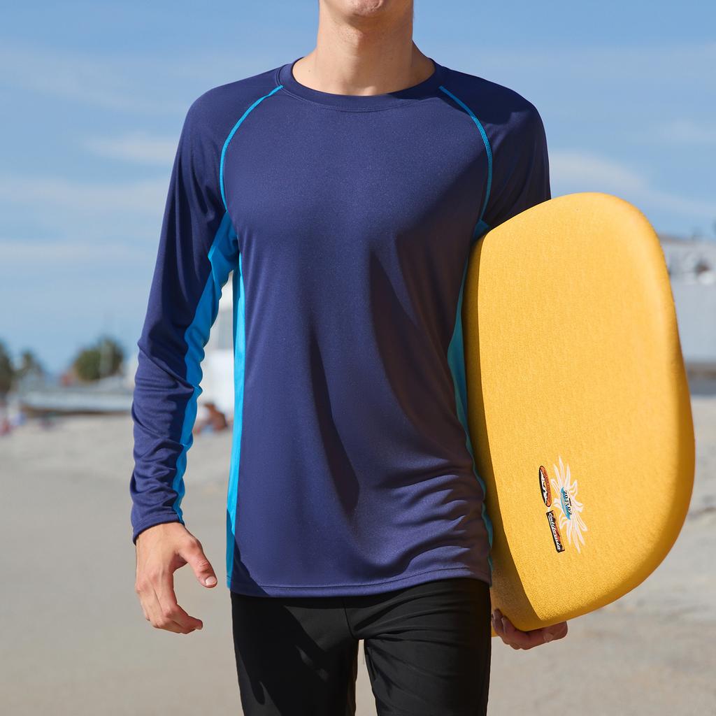 CHARMLEAKS Mens UPF 50+ Long Sleeve Rash Vest Quick Dry Rash Guards Surfing Swim Shirt