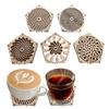 Kinetic Coaster Handmade Unique Pentagram Design Swivel Wooden Coasters Subtle Spiral Texture For Home/Office Decor Gifts