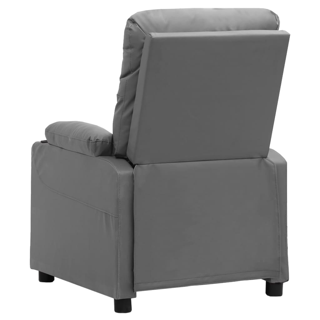 Recliner Chair Gray Faux Leather