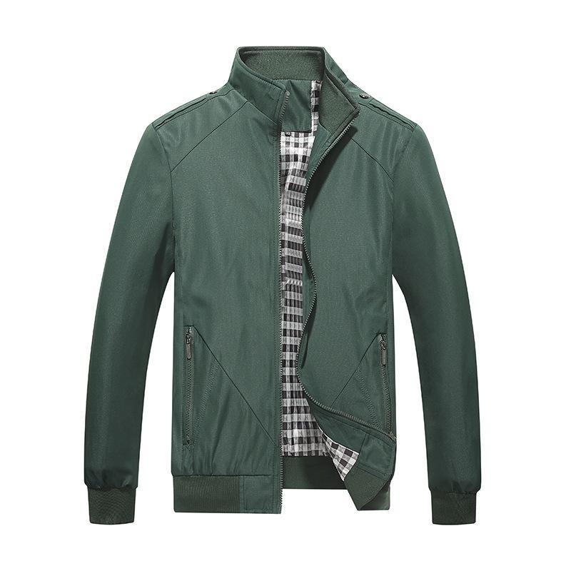 

Куртка Чоловіча куртка Business Casual Повсякденна куртка зі стоячим коміром Однотонна куртка XXL армія зелений колір