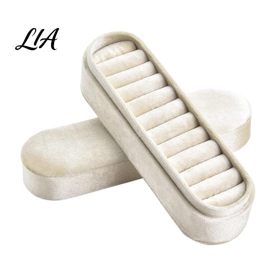 Small Velvet Jewelry Box for Rings Storage Box, Multiple Slots Portable Organizer, Prevent Compact Home Scratching Soft Lining Case Display And Travel