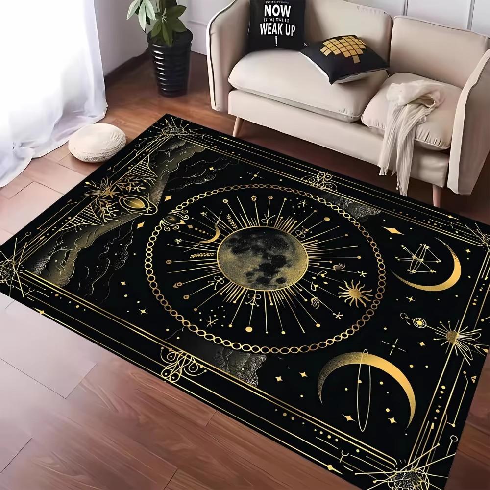 Mystical Tarot Inspired Carpet Featuring Star Moon and Sun Designs Anti-slip Floor Mat for Living Room Bedroom Decor Doormat