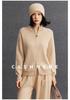 2025 Autumn/Winter Women's Cashmere Half-High Collar Cardigan with Double Zipper Pockets