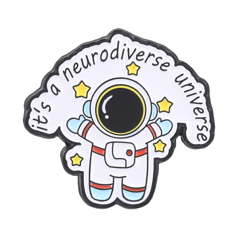 Stim Club Official Member Enamel Pins ADHD Neurodiversity Autism Astronaut Medicine Bottle Shield Brooches Badge Jewelry Gifts