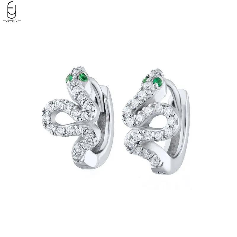 925 Silver Needle Vintage Snake Earrings Women Gold Round Ear Clips Punk Style Fashion Hoop Earrings Women Jewelry