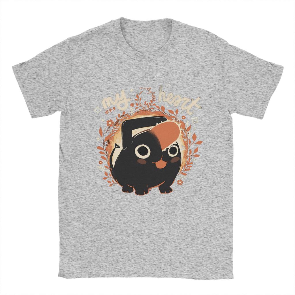 My Chainsaw Heart Pochita Chainsaw Man T-Shirts Men  Awesome 100% Cotton Tees Crewneck Short Sleeve T Shirts Gift Idea Clothes
