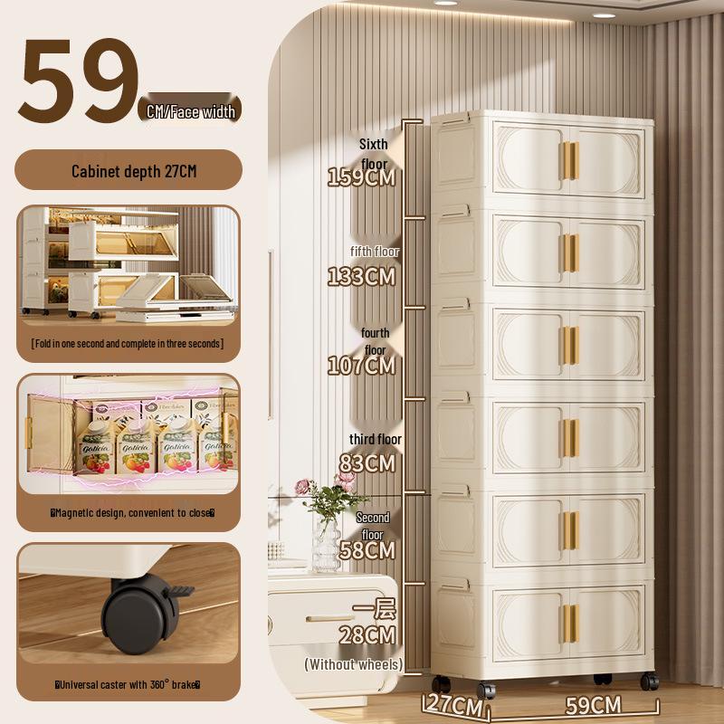 Multi-layer Folding Plastic Storage Cabinet: Shoe, Toy, and Medicine Organizer for Living Room