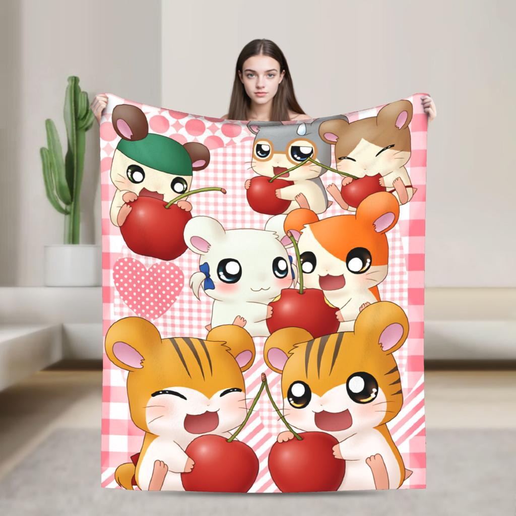 Adventure Story Hamtaro Blanket Super Warm Novelty Plush Bedding Throws For Bedroom Airplane Travel Flannel Bedspread Bed Cover