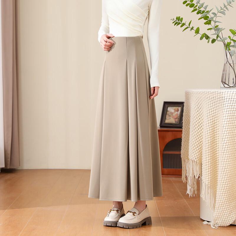 TERRE BLEUE Women's A-Line Pleated Long Skirt